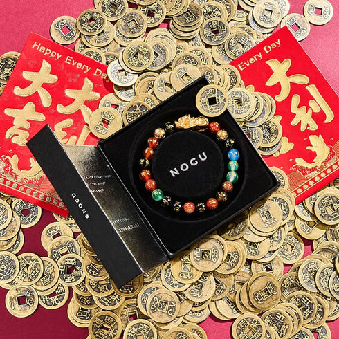 Pixiu Feng Shui Bracelet | FIVE Elements | Chakra Agate x 18k Gold